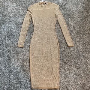 Mesh Sparkle Beaded Nude Dress
